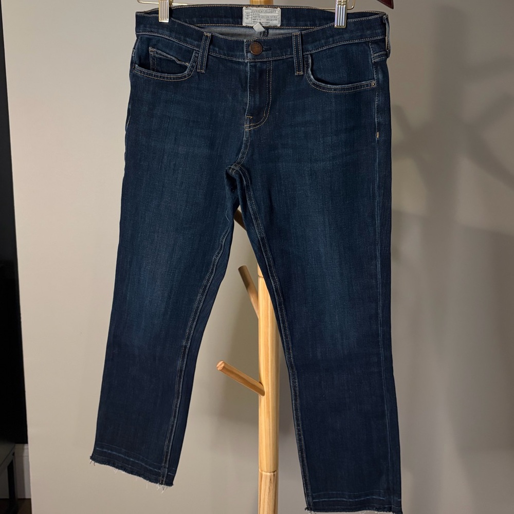 Current/Elliott Dark Blue Ankle Crop Straight Jeans